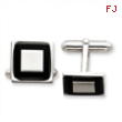 Sterling Silver and Black Enamel Cuff Links