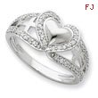 Sterling Silver And Cubic Zirconia Polished Pure Heart Ring