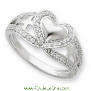 Sterling Silver And Cubic Zirconia Polished Pure Heart Ring