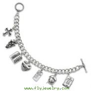 Sterling Silver Answered Prayer 7.5" Locket Charm Bracelet