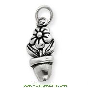 Sterling Silver Antique Flower In A Pot Charm