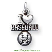 Sterling Silver Antique I Heart Baseball Charm