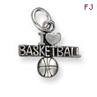 Sterling Silver Antique I Heart Basketball Charm
