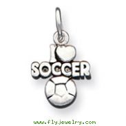 Sterling Silver Antique I Heart Soccer Charm