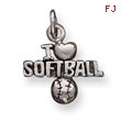 Sterling Silver Antique I Heart Softball Charm