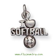 Sterling Silver Antique I Heart Softball Charm