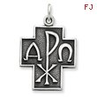 Sterling Silver Antiqued Alpha Omega Cross Pendant