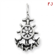 Sterling Silver Antiqued Anchor & Ship's Wheel Pendant