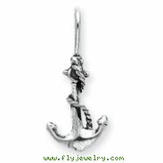 Sterling Silver Antiqued Anchor and Rope Pendant
