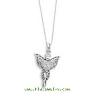 Sterling Silver Antiqued Angel Of Blessing 18" Necklace