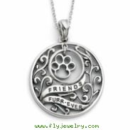 Sterling Silver Antiqued Animal Friends-Dog 18in Necklace