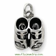 Sterling Silver Antiqued Baby Shoes Charm