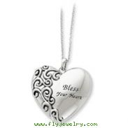 Sterling Silver Antiqued Bless Your Heart 18" Necklace