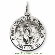 Sterling Silver Antiqued Blessed Mother Medal