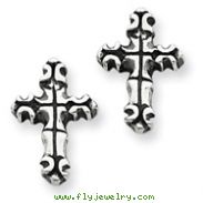 Sterling Silver Antiqued Cross Post Earrings