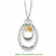 Sterling Silver Antiqued CZ Keep Hope Alive 18in Necklace