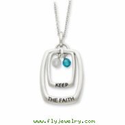 Sterling Silver Antiqued CZ Keep The Faith 18in Necklace