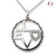 Sterling Silver Antiqued CZ Love 18in Necklace