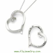 Sterling Silver Antiqued CZ Love You Mom 18in Necklace