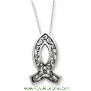 Sterling Silver Antiqued Faith 18in Necklace