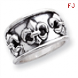 Sterling Silver Antiqued Fleur De Lis Ring