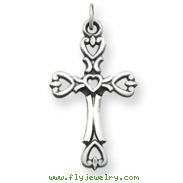 Sterling Silver Antiqued Heart Cross Charm