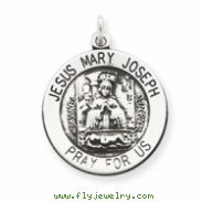 Sterling Silver Antiqued Holy Family Medal