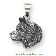 Sterling Silver Antiqued Husky Pendant