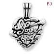 Sterling Silver Antiqued I Love You Heart