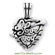 Sterling Silver Antiqued I Love You Heart