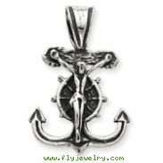 Sterling Silver Antiqued Mariner's Crucifix Pendant