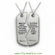 Sterling Silver Antiqued Military Dog Tag For Two 18in Necklaces