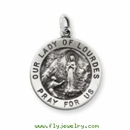 Sterling Silver Antiqued Our Lady of Lourdes Medal