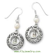 Sterling Silver Antiqued Pearls Of Wisdom Dangle Earrings