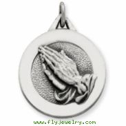 Sterling Silver Antiqued Praying Hands Pendant