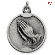 Sterling Silver Antiqued Praying Hands Pendant