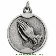 Sterling Silver Antiqued Praying Hands Pendant