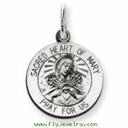 Sterling Silver Antiqued Sacred Heart of Mary Medal