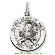 Sterling Silver Antiqued Sacred Heart of Mary Medal