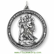 Sterling Silver Antiqued Saint Christopher Medal