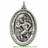 Sterling Silver Antiqued Saint Christopher Medal