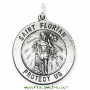 Sterling Silver Antiqued Saint Florian Medal