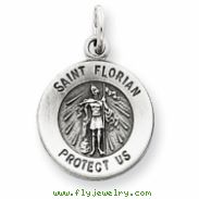 Sterling Silver Antiqued Saint Florian Medal