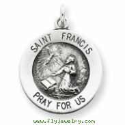 Sterling Silver Antiqued Saint Francis Medal