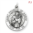 Sterling Silver Antiqued Saint Francis of Assisi Medal