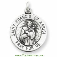 Sterling Silver Antiqued Saint Francis of Assisi Medal