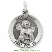 Sterling Silver Antiqued Saint John Medal