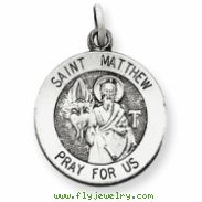 Sterling Silver Antiqued Saint Matthew Medal