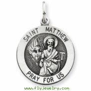 Sterling Silver Antiqued Saint Matthew Medal