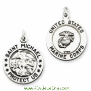 Sterling Silver Antiqued Saint Michael Marine Corp Medal